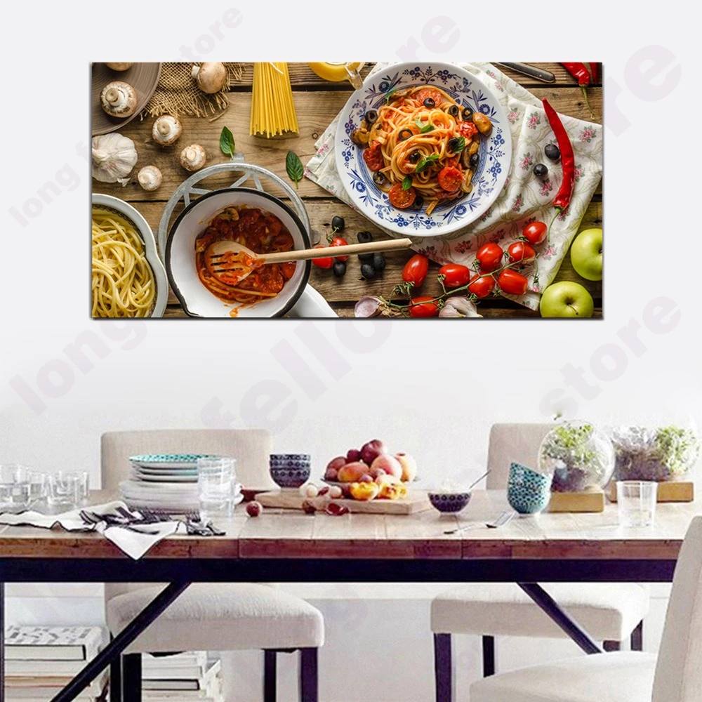 Frame Canvas Print Delicious Pasta Kitchen Home Decor Fresh Food Still Life Huge Picture for
