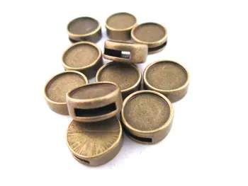 

Ten 11mm Brass Plated Bezel Slide Charm Pendants, G66theof