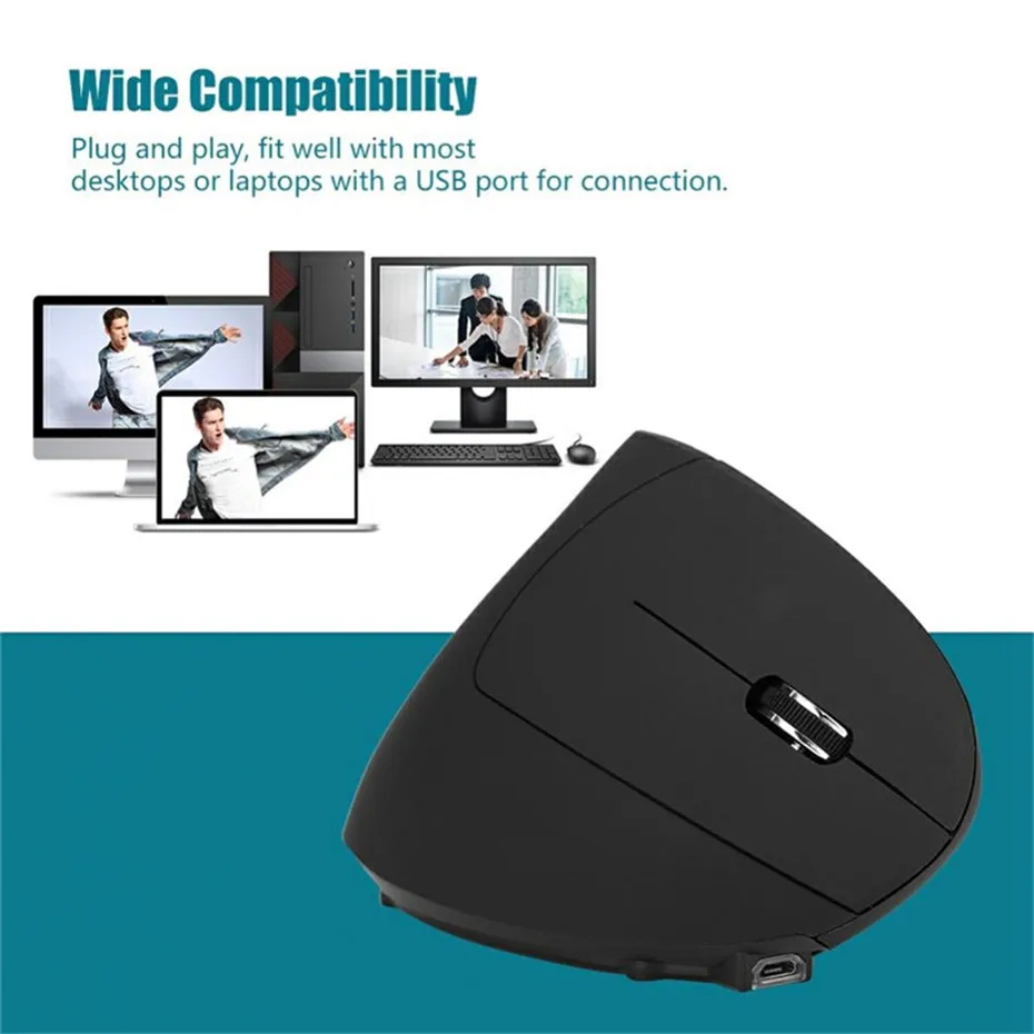 Basix Rechargeable Wireless Mouse 2.4GHz Vertical Gaming Mouse7