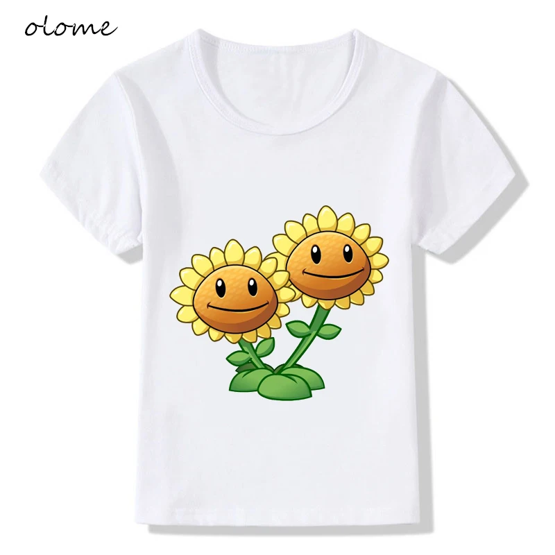 

OLOME Game Plants Vs Zombies T-shirt Lovely plants Summer Top Girl Boy Casual O-Neck Clothing Children Tshirt Camiseta,KTP6255