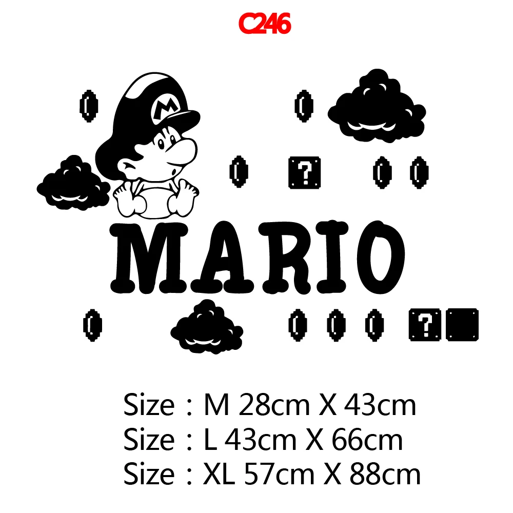 Coustom Name Super Mario Wall Stickers Vinyl Decor Wall Sticker Living Room Children Room Decoration Decal