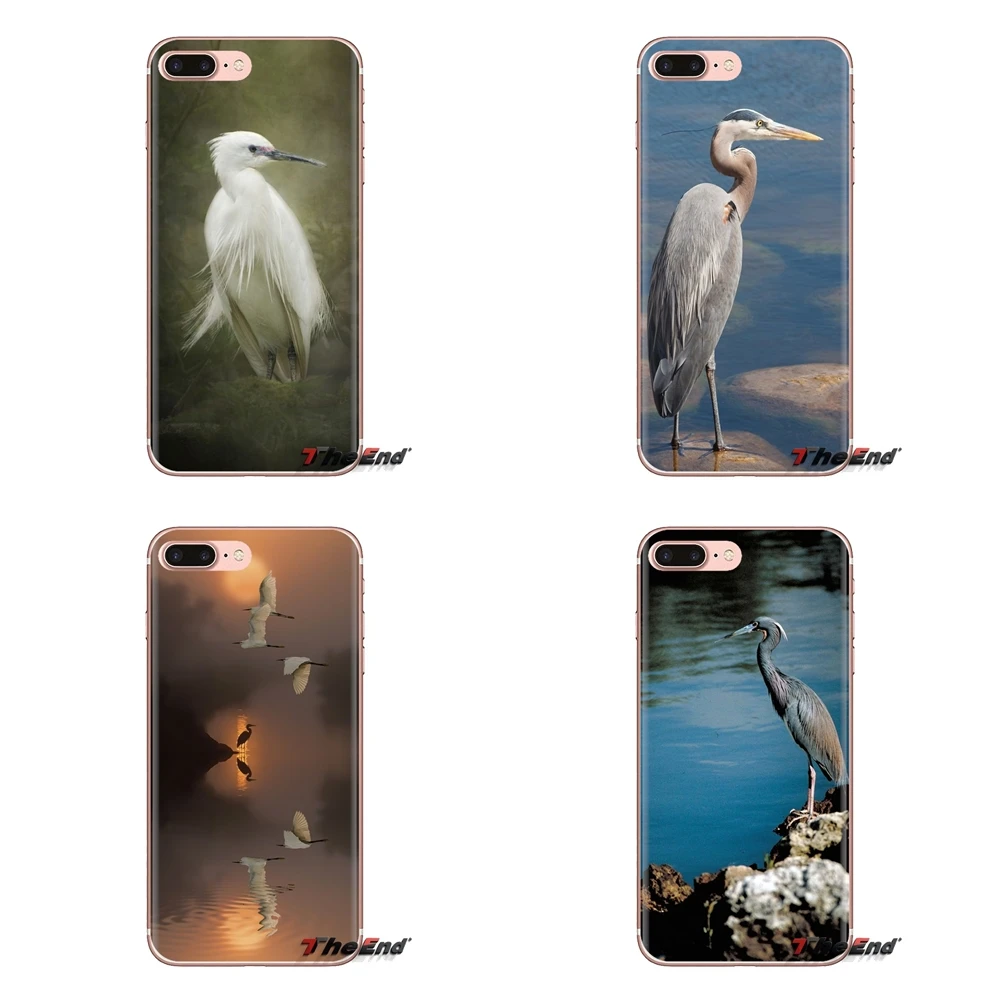 For Samsung Galaxy S3 S4 S5 Mini S6 S7 Edge S8 S9 S10 Plus Note 3 4 5 8 9 Phone Shell Cover animals birds Egret reflection water |