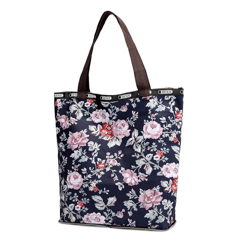 2019 Fashion Floral Shopping Bag Eco-friendly Folding Portable Shoulder bag Reusable Handbag large capacity Travel Grocery Bags