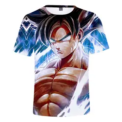 2018 футболка с 3D принтом Dragon Ball Z Ultra Instinct Goku Super Saiyan God Blue Vegeta, новая летняя футболка с рисунком, большие размеры