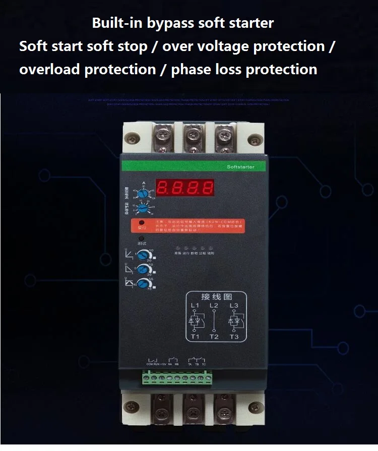Встроенный байпасный мягкий стартер 11 кВт 15 кВт 22 кВт 30 кВт 45 кВт 55 кВт двигатель мягкий стартер 380 В трехфазный плавный старт Krrqd zlb