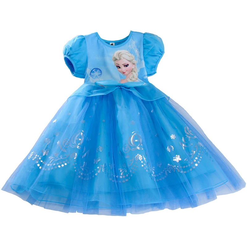 Disney Frozen Girl Dress Summer Super Western Air Love Queen Princess Dress Summer Child Aisha Dress