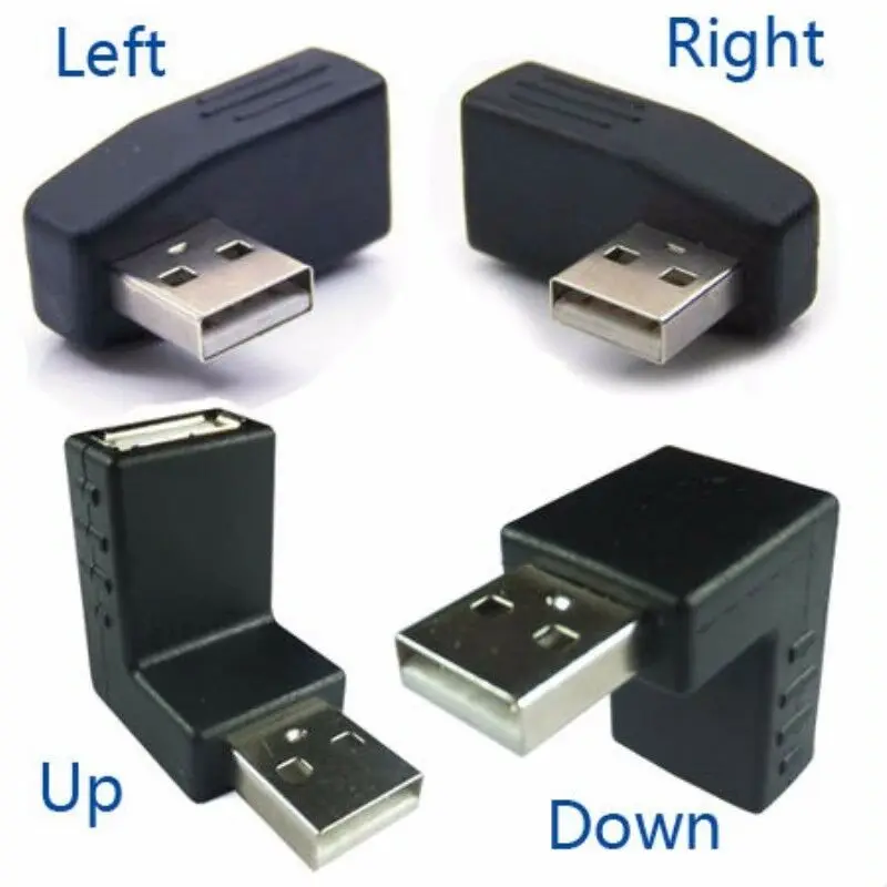 

90 Degree USB 2.0 A Male to A Female Left Right Up Down Angled Extension Adapter