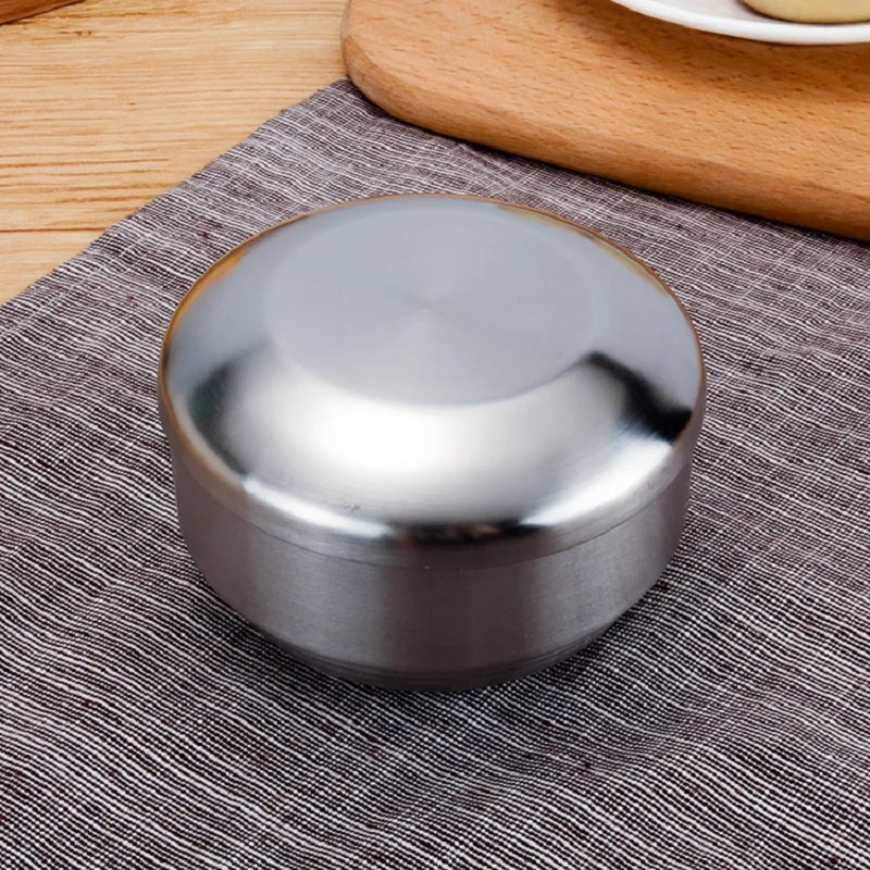 stainless steel double layer rice bowl with lid for household children