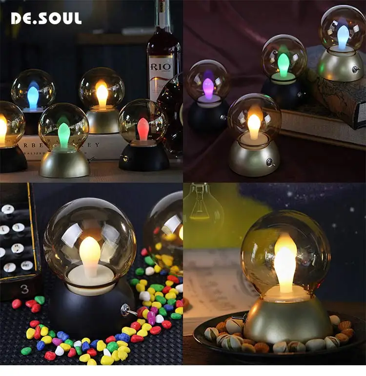 DE.SOUL Night Lights LED Flame Lamps  Rechargeable  Lamps  Lighting Bedroom Lamp Night Light Color Change Night lamps  Gift (1)