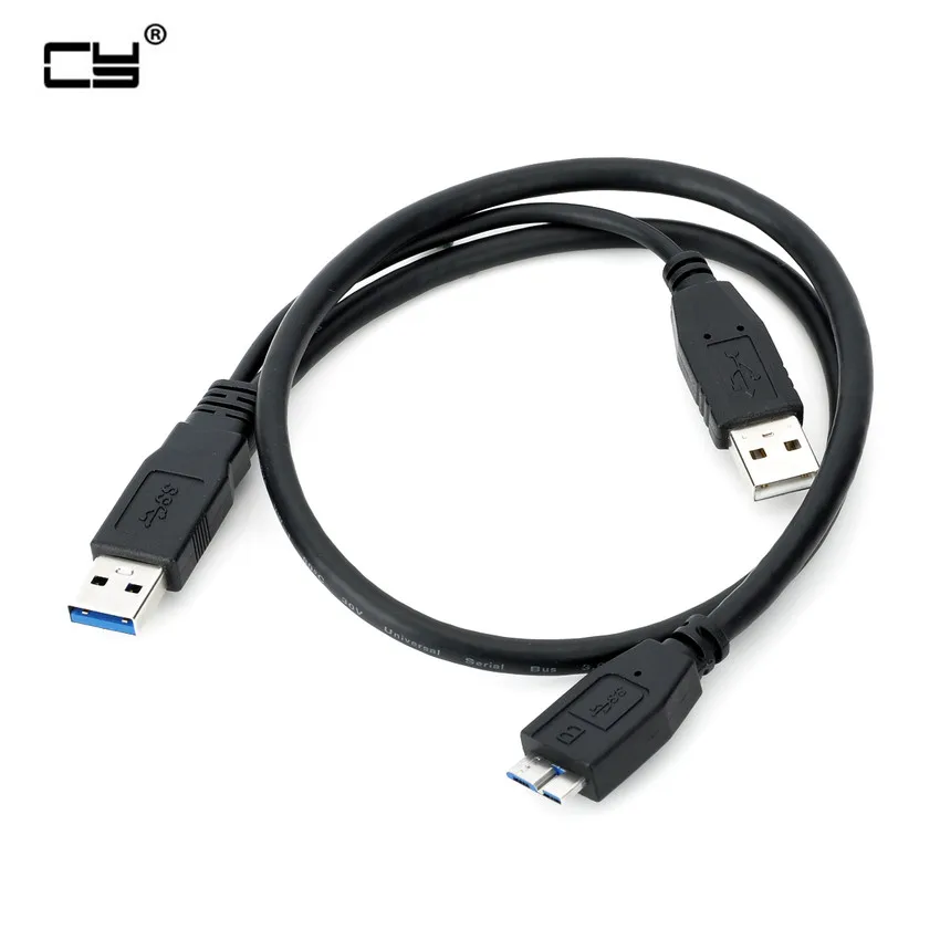 

USB 3.0 Dual Power Y Shape 2 X Type A to Micro B Super Speed Cable External Hard Drives Extension Wire Connector