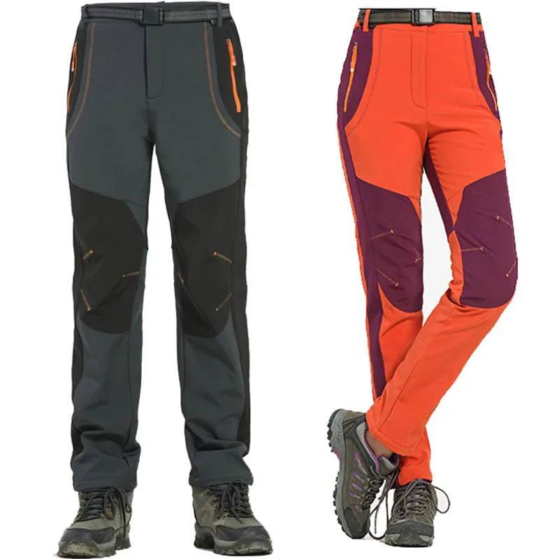 WindTaste las mujeres de los hombres de invierno térmico senderismo pantalón impermeable al aire libre senderismo Camping caliente pantalones de Softshell hombre mujer KA041