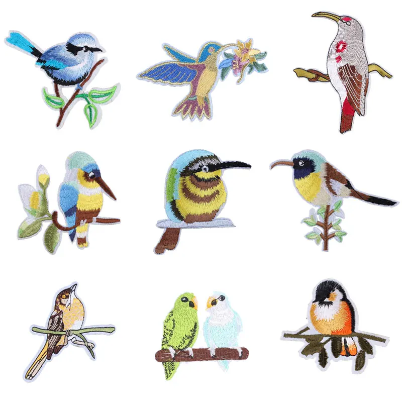 

Bird Swallow Iron on Patches for Clothing DIY Embroidery Stripe on Clothes Animals Sequin Applique Badge Applique Cloth Fabric