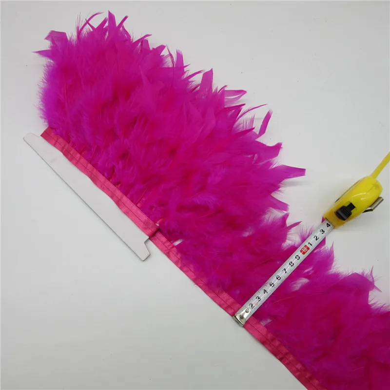 wholesale 6 Yards Fluffy Marabou Red Turkey Feather Trim For Sewing