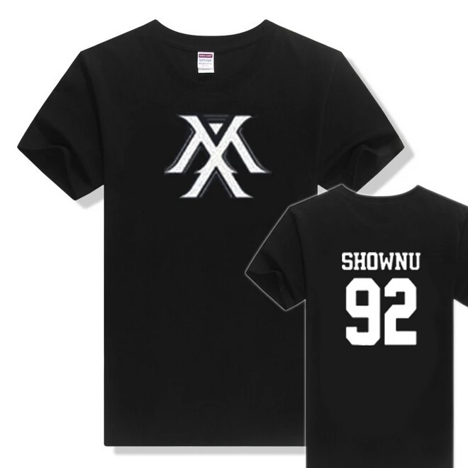 

Kpop monsta x concert same member name printing summer short sleeve t shirt fans supportive black/white tees t-shirt