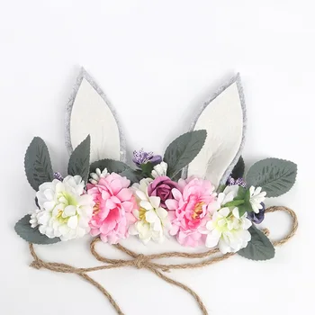 

1Pcs Child Wreath DIY Hair Accessory Decorative Flowers Accessories Silk Scrapbooking Gift Head Artificial Headband Buckle Round