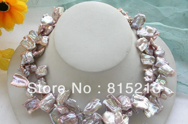 

ddh00740 2row 17" 22mm baroque lavender biwa dens PEARL NECKLACE 28% Discount