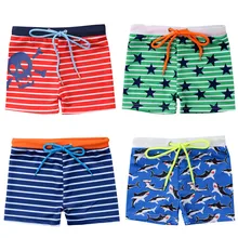 Verão quente da criança dos miúdos do bebê meninos maiô tubarão estrelas listra impressão shorts calças troncos de natação beachwear maiô(China)