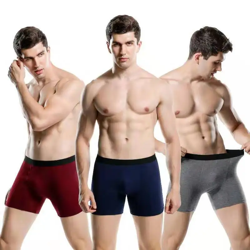 

BURJOLINE Men's Underwear European American Size Men's Briefs Cotton Longer Sports Underwear Solid Color B06