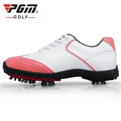 Pgm/Женская обувь для гольфа; водонепроницаемые Нескользящие кроссовки; дышащая Спортивная обувь для улицы; Легкая спортивная обувь для гольфа; D0350 - Цвет: Розовый