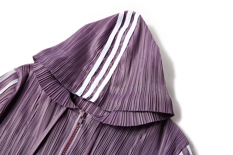 MIYAKE Fold Спортивная эластичная фитнес-шапка с длинным рукавом на молнии короткая ветровка женская одежда для отдыха топ со складками куртка