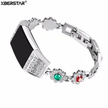 Горный хрусталь Нержавеющая сталь браслет на запястье ремешок для Fitbit Alta/ч/зарядки 2 Фитнес трекер женские Модные Индии Стиль