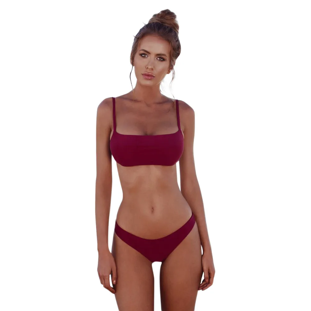 

2019 Women Swimsuits Summer Bandage Bikini Set Push-Up Swimwear Beachwear Swimsuit Solid Bodysuit micro sexy bikini maillot