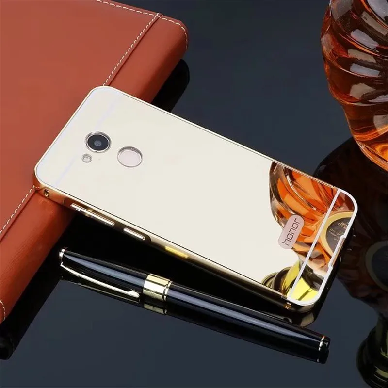 

Mirror PC Back Cover Cases For Huawei Honor 6C Pro Anti-knock Protection Case Plating Aluminum Metal Frame