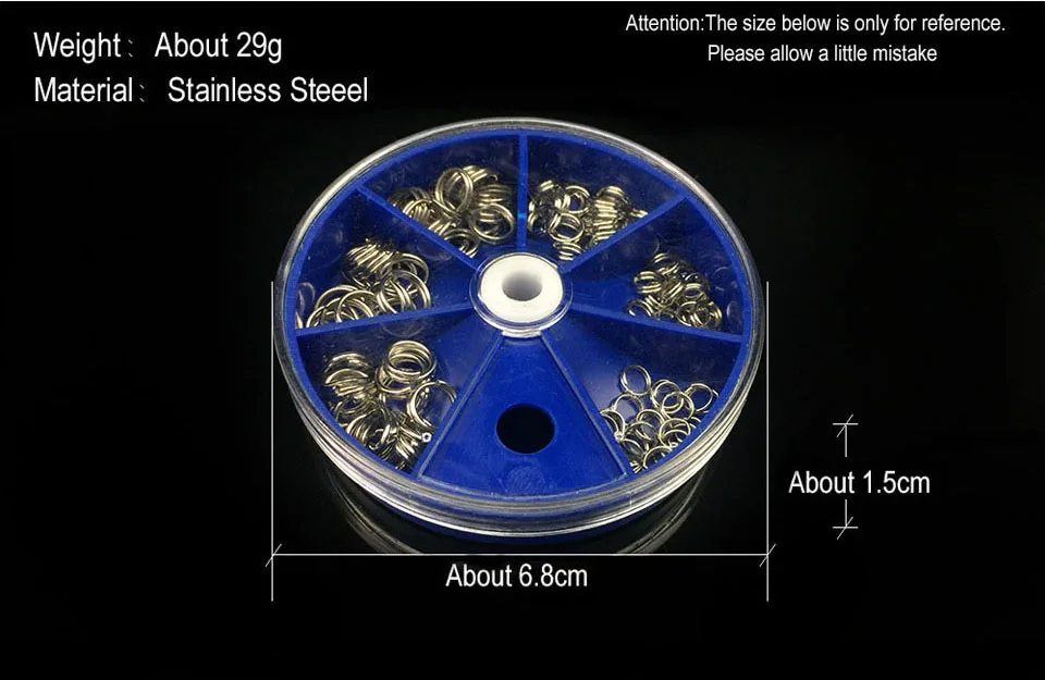 230 шт., 2 короба, набор разъемных колец из нержавеющей стали, рыболовные аксессуары, разъемное кольцо для рыбалки, соединитель для пустых приманок, кривошипная приманка