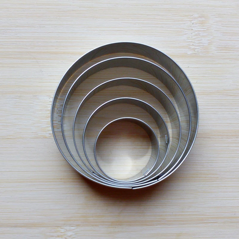 

5Pcs Cookies Mould Cake Mold Fruit Cutter Mould Stainless Steel Round Circle Cookie Mold Mousse Cake Ring Baking Pastry Tool