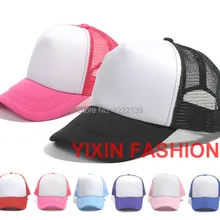 12 шт./лот однотонные Цвет Trucker Бейсбол Кепки Mesh Назад Регулируемый Hat смесь цветов