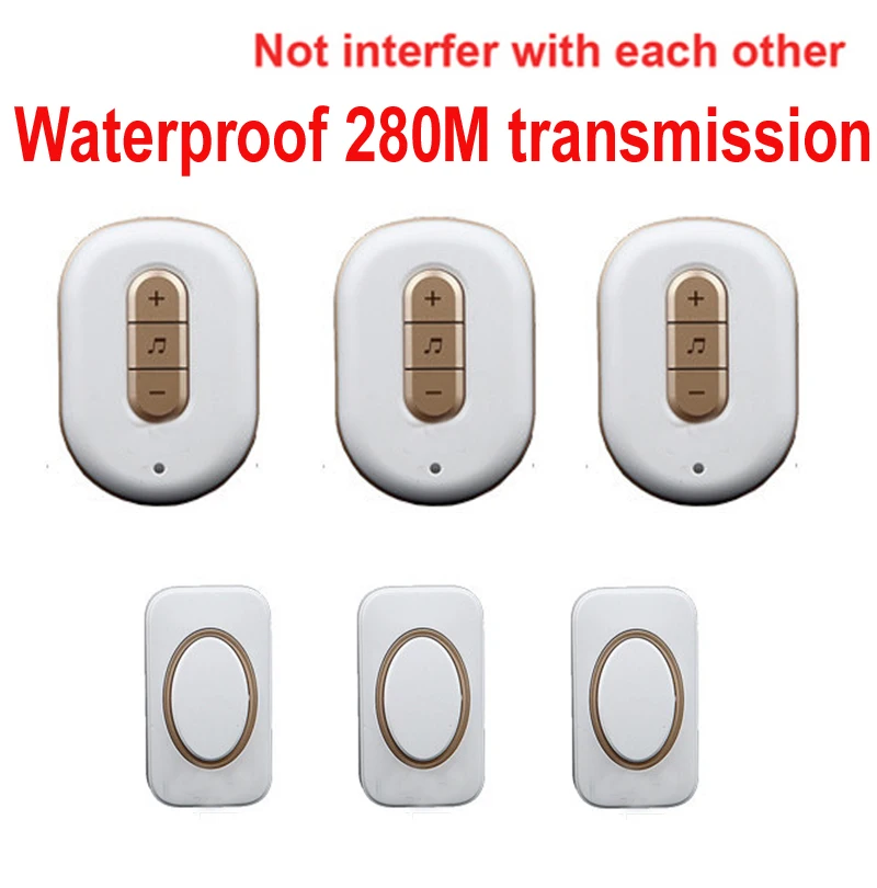 long distance 280M work ring bell 3 emitters+3 receivers wireless