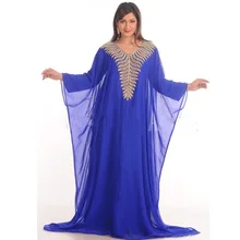 Марокканский кафтан вышитая ткань с синим бисером Дубай Кафтан Длинные вечерние платья с коротким рукавом Саудовская арабское платье вечернее платье