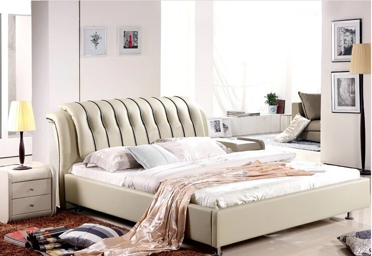 Высокое качество, заводская цена, Королевский Большой Королевский размер, кожаная мягкая кровать, мебель для спальни, мягкая кровать 9610