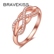 BRAVEKISS Мода розовое золото волна Initial кольца с буквами модные Циркон Бесконечность Кольцо геометрический обручение Jewelry BUR0444