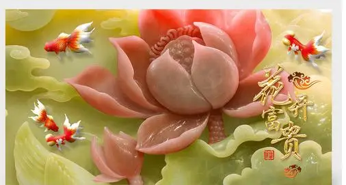 

Custom 3d PVC wallpaper HD Jade lotus wallpaper murals tables cloth waterproof 3d desktop depapel de parede