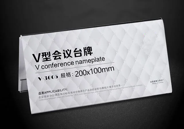 

New 200X100mm Table Card Price Tag Sign Desk Label Frame Display Holder Promotion Name Card Display V Stand Centre Price Talker