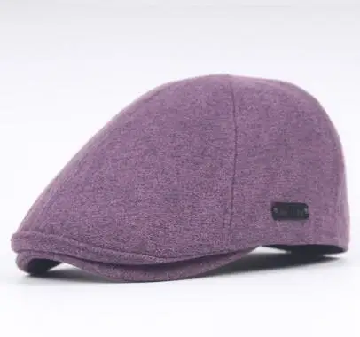 Minhui, новинка, мужская шапка, Boina, береты, шапка s, зимний стиль, хлопковые шапки для мужчин, теплый берет, шапка на плоской подошве - Цвет: purple