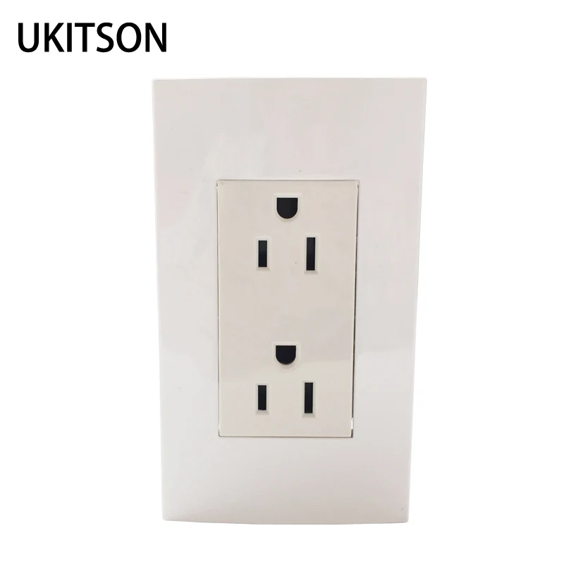 US AC Power Wall Outlet Plug 120x70mm For USA Canada Mexico Electric Faceplate White Colorin