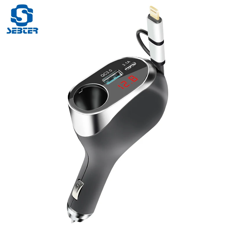 

SEBTER Car Charger Multi-function Window Breaker Car Intelligent Cigarette Lighter Mobile Phone USB QC3.0 Quick Charge