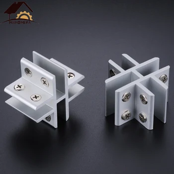 

Myhomera Glass Clamps Shelves Holder 2 Ways 4 Ways For 8mm 10mm 12mm Thick Glass Clips Corner Bracket Clamp Showcase Aluminum