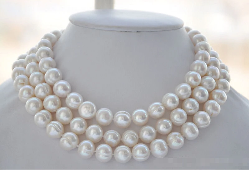 

FREE SHIPPING ***** z5905 Lustre 50" 13mm white round FRESHWATER CULTURED pearl necklace