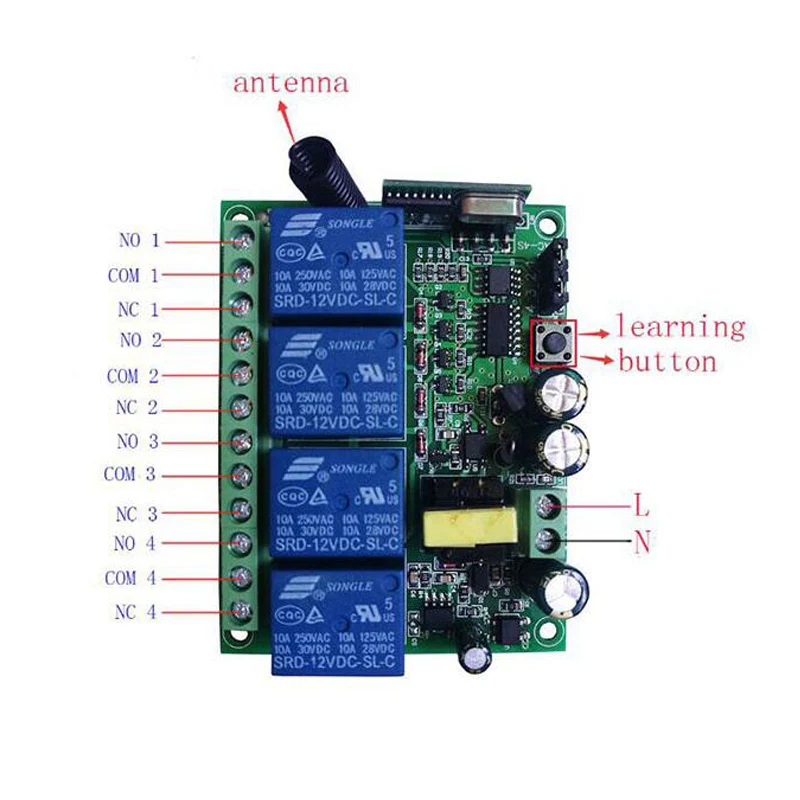 500 м 4CH 4 CH беспроводной светодиодный светильник с дистанционным управлением Переключатель 220 В релейный выход радио РЧ передатчик и приемник 315/433 МГц