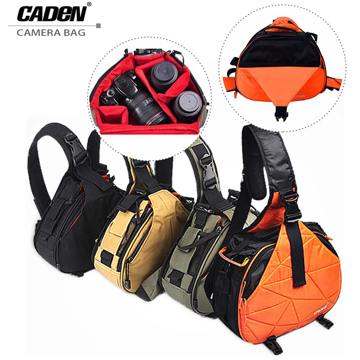 

Caden K1 K2 Camera Bag Waterproof Travel Small DSLR Shoulder Digital with Rain Cover Triangle Sling Bag for Sony Nikon Canon