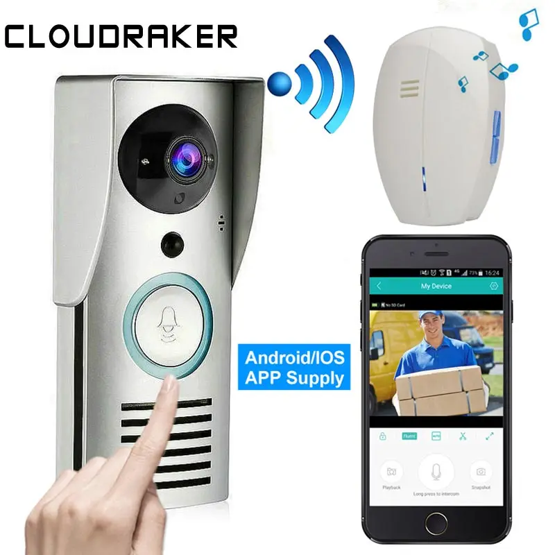 

CLOUDRAKER Video Intercom Doorbell WIFI Wireless Smart Door Phone System Bell HD Camera Night Vision Unlock Motion Sensor Alarm