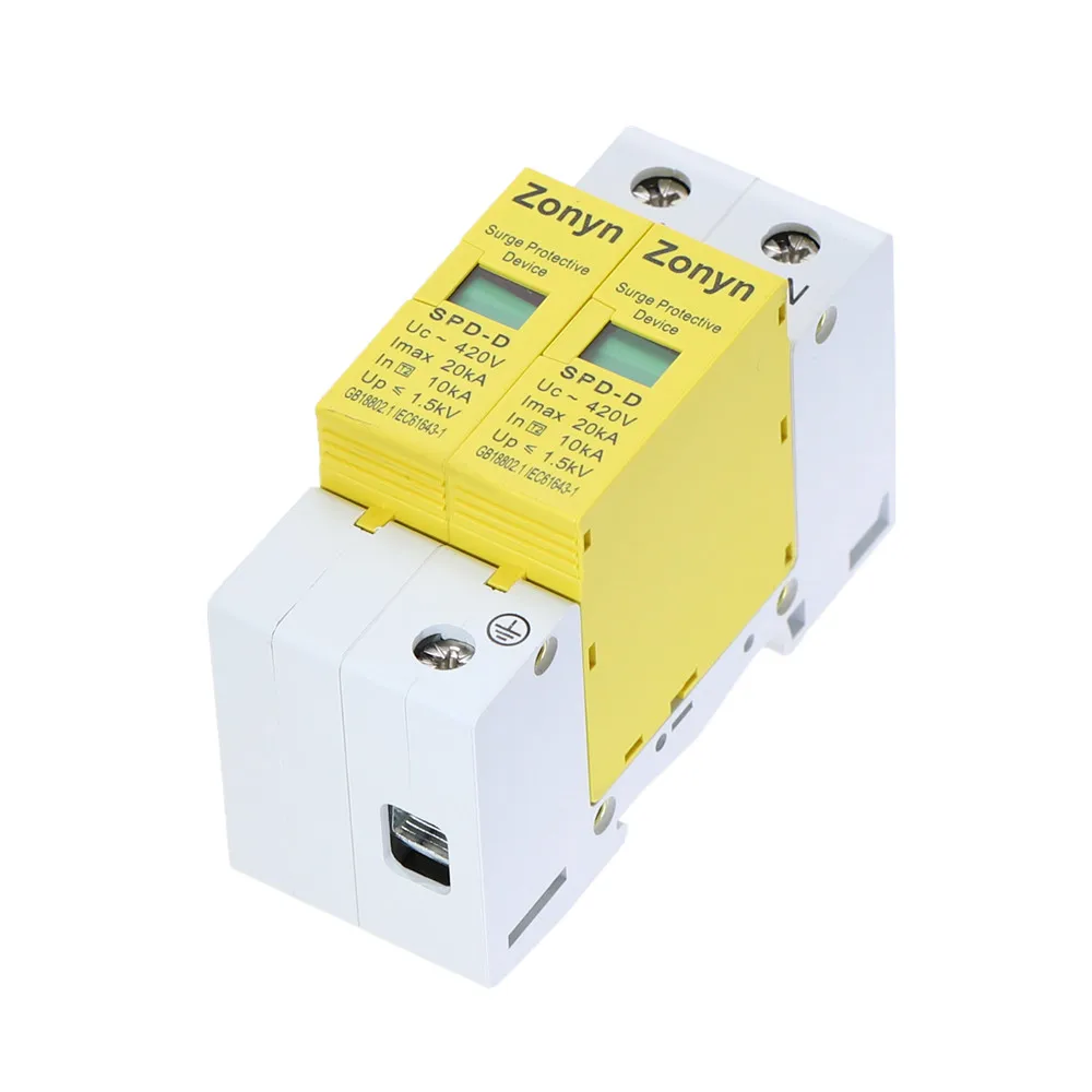 

high quality SPD 420V 10KA~20KA House Surge Protector Protective Low-voltage Arrester Device 1P+N
