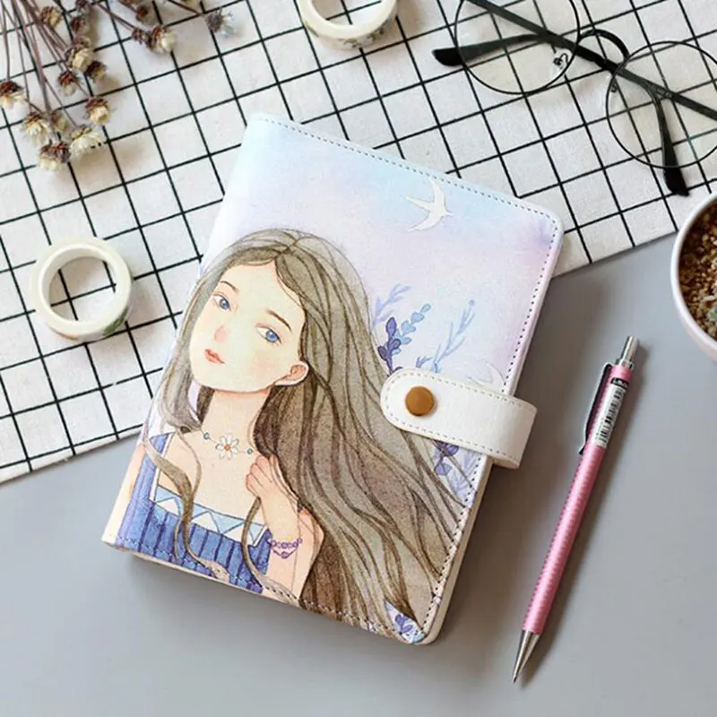 JUGAL Cute Flamingo Watercolor Spiral Notebooks A6 Leather Planner Notepad Korea Stationery DIY Diary School Supplies Gift