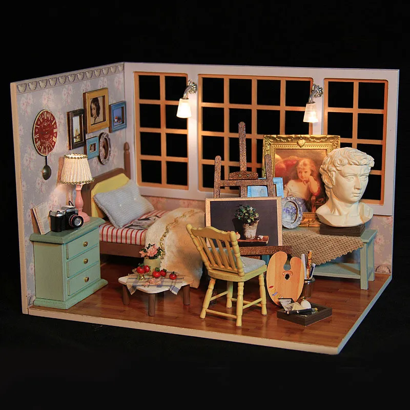 

Cute Families House Doll House Diy The Most Beautiful Time DIY Furniture Miniature Wooden Toys Kids Toy Juguetes Brinquedos