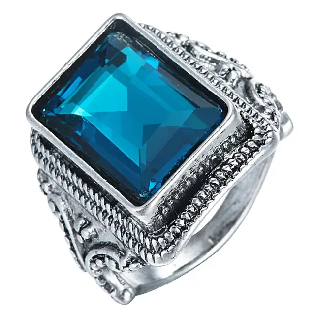 New Collection Anti silver plated Brilliant blue large square crystal ...