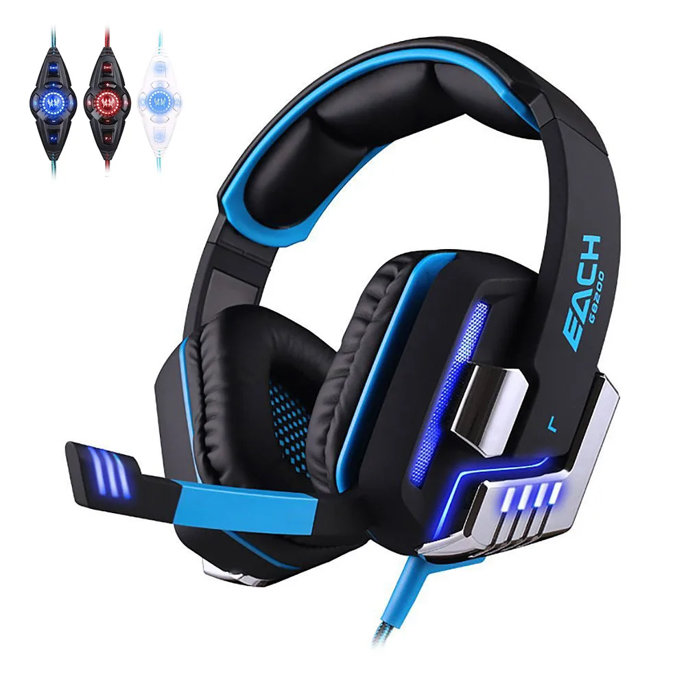 

Each G8200 Professional Gaming Headset Headphones for Computer 7.1 Surround Sound Vibration Function with Mic Glowing Headphone