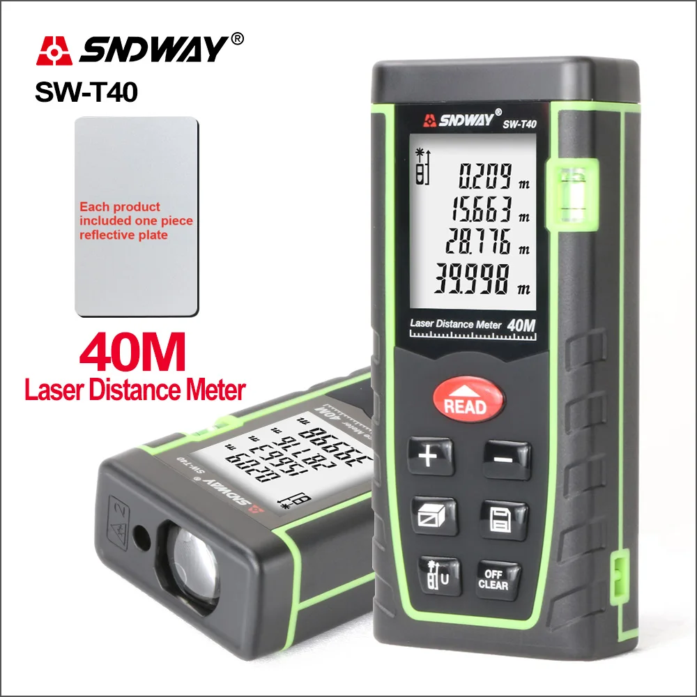 SNDWAY Laser Rangefinder Distance Meter Range Mesurment Tool Device Finder Mini Digital Meater Laser Distance Sensor SW-T40